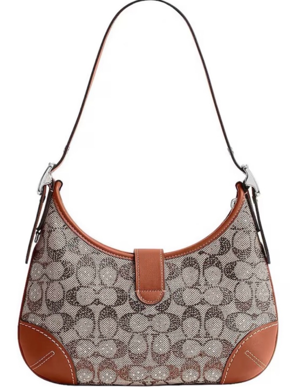 COACH Hamptons Hobo Bag In Crystal Signature Jacquard - Picture 12 of 14